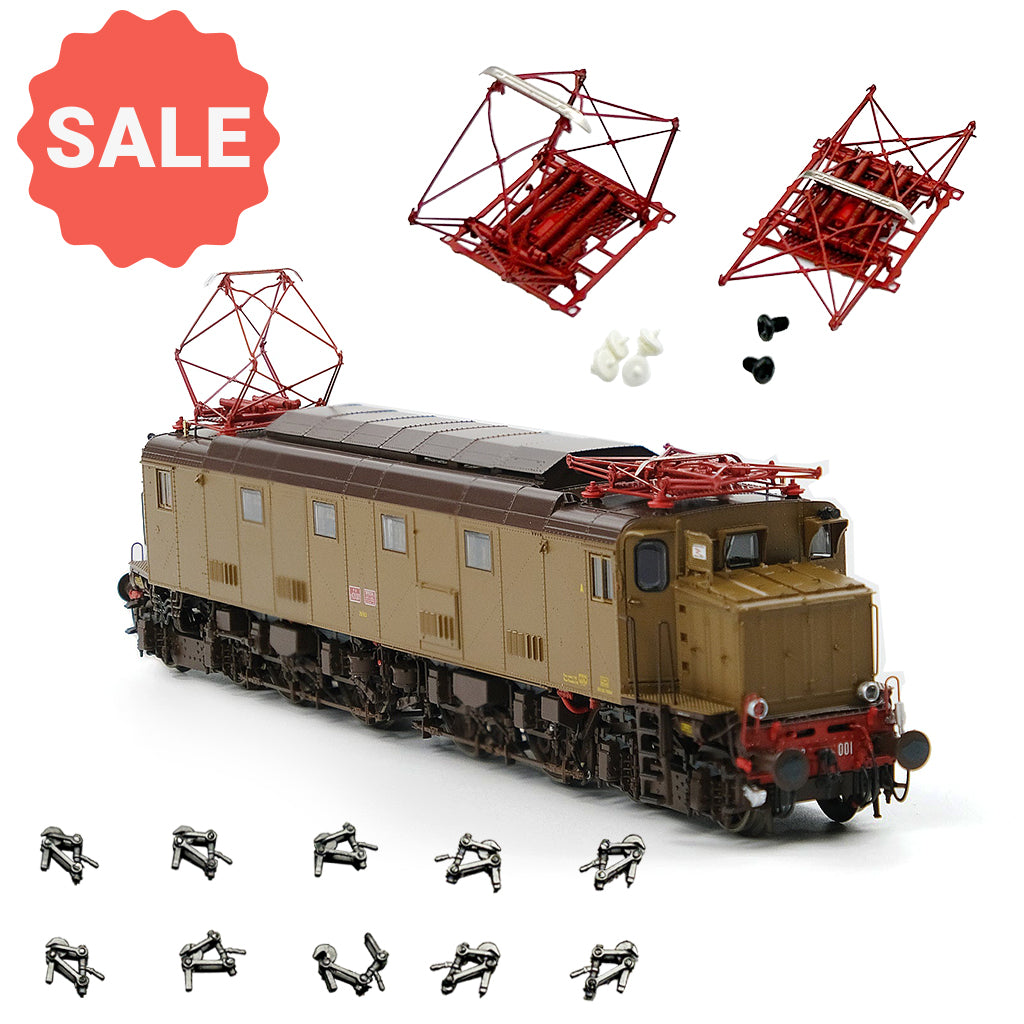 【Bundle Offer】Aimx Models Locomotiva Elettrica FS E 428 001 prototipo Breda – 90° Anniversario E 428 – H0 1/87 AX2003S DCC Sound+ Castano Isabella Era IV Ferrovia + R1000 Metal Hooks Set + R1100 Pantograph Set